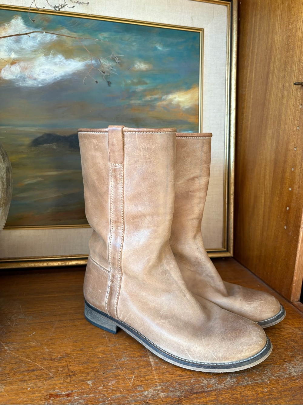 Boho Western Mid Height Leather Boots 7.5 Ivylee Coppenhagen